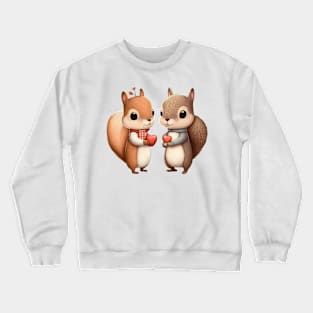 Squirrel Couple Heart Acorns Crewneck Sweatshirt